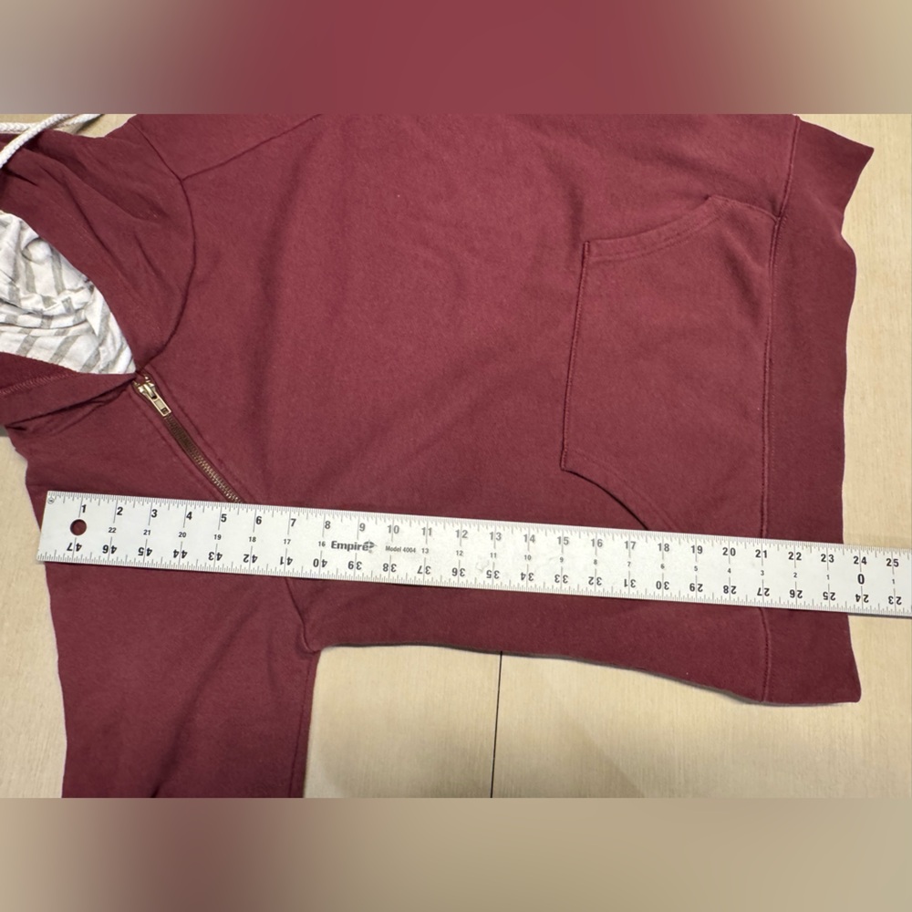 Women's Burgundy Double Hooded Sweatshirt Medium - Picture 11 of 11